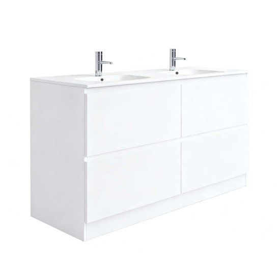 DNF 1500X460X830MM PLYWOOD FLOOR STANDING VANITY - GLOSSY WHITE WITH DOUBLE CERAMIC TOP DNF 1500X460X830MM PLYWOOD FLOOR STANDING VANITY - GLOSSY WHITE WITH DOUBLE CERAMIC TOP